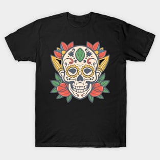 Traditional Floral Skull tattoo T-Shirt